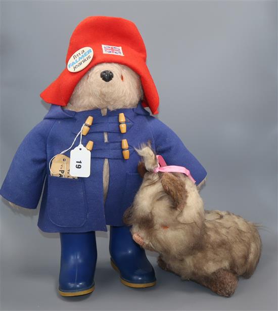 A Paddington Bear, with original clothes, Dunlop boots / label, very good condition and a Yorkshire Terrier